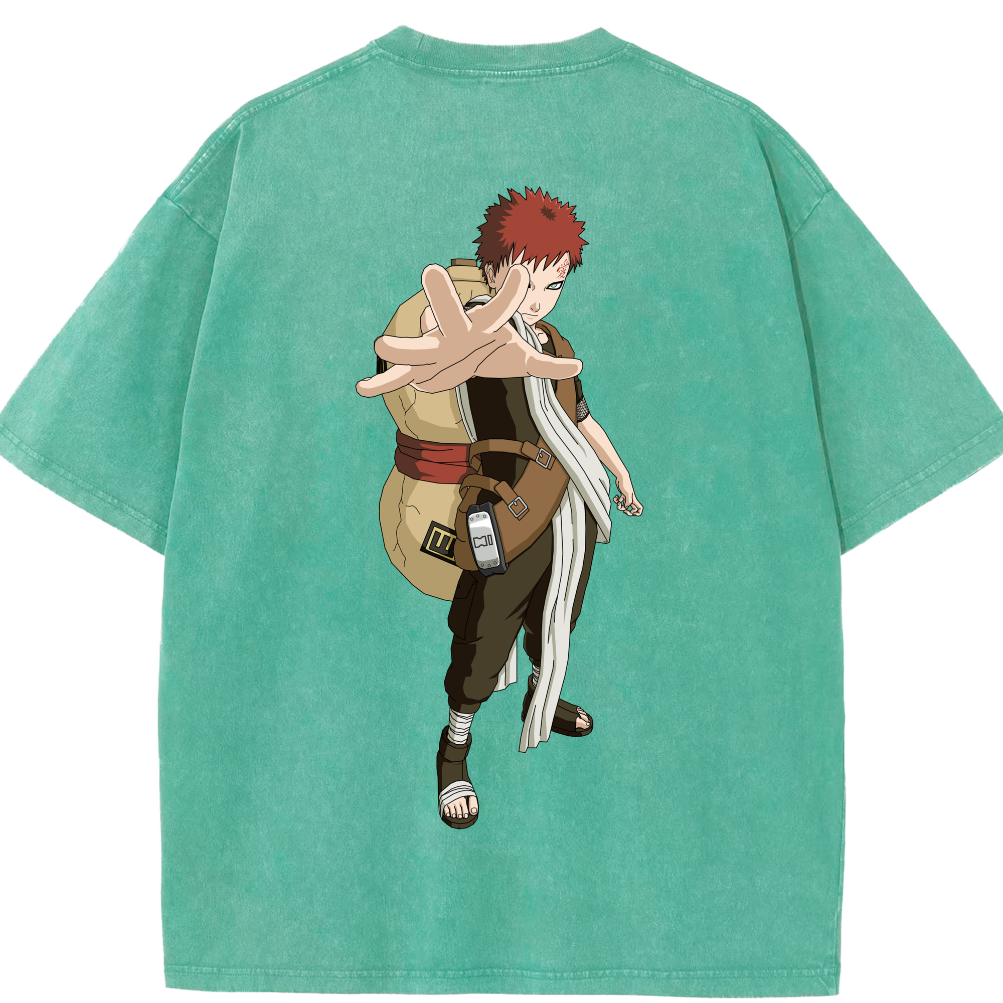（画像用） NARUTO -ナルト- ガアラ Gaara 綿100% ヴィンテージ風 半袖Tシャツ（背面プリント）